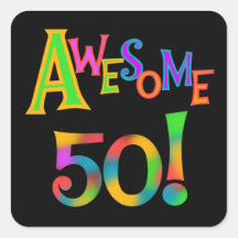 Awesome 50 Birthday T-shirts and Gifts Square Stickers