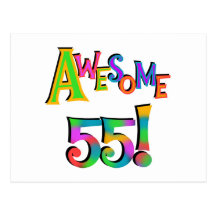 Awesome 55 Birthday T-shirts and Gifts Post Cards