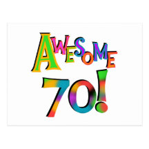 Awesome 70 Birthday T-shirts and Gifts Post Cards