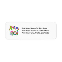Awesome 80 Birthday T-shirts and Gifts Custom Return Address Labels
