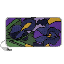 Awesome Blue Iris Floral Abstract Art Notebook Speaker