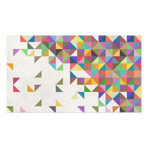 Awesome colourful retro geometric pattern business card (front side)