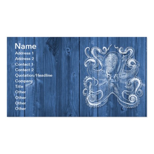 awesome cool Antique effect white octopus Business Card (front side)