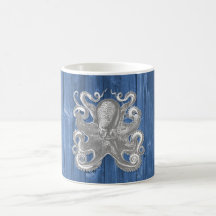 awesome cool Antique effect white octopus Mug