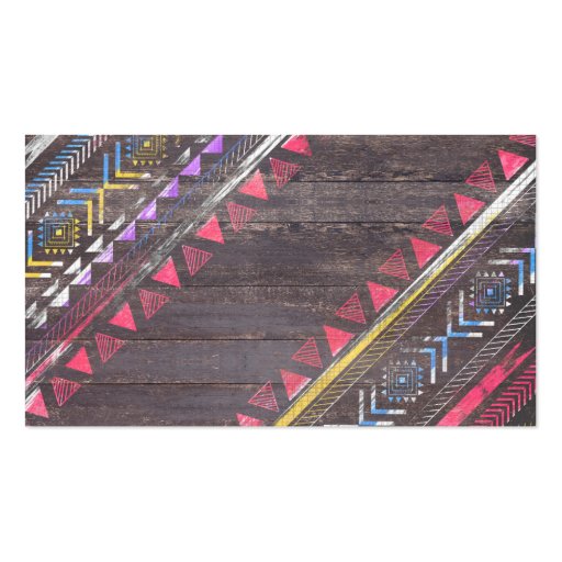 Awesome Cool trendy Aztec tribal Andes wood Business Cards (back side)