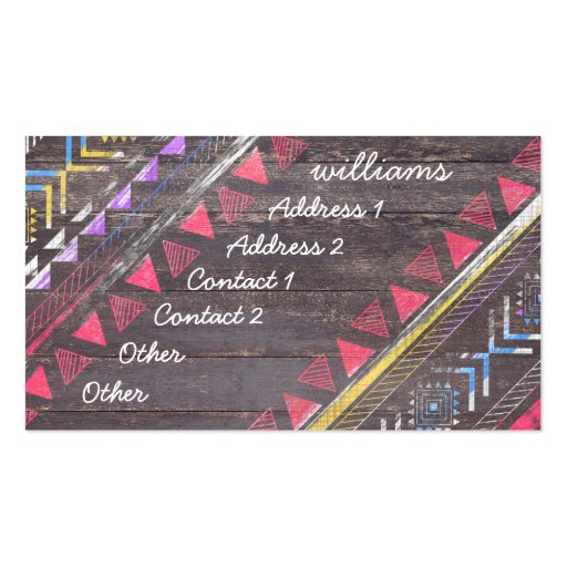 Awesome Cool trendy Aztec tribal Andes wood Business Cards (front side)