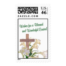 Awesome! Easter Lilies & Wooden Cross Postage