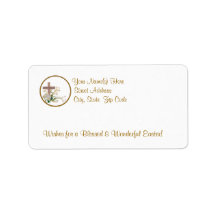 Awesome Easter Lilies &Wooden Cross Return Address Personalized Address Label