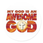 awesome god round stickers