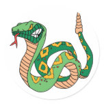 Awesome Green Rattlesnake Round Stickers