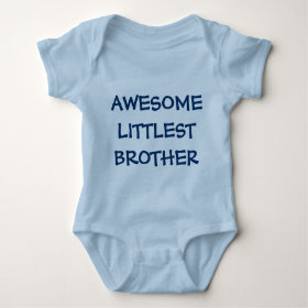 AWESOME LITTLEST BROTHER Blue Baby Outfit T Shirt