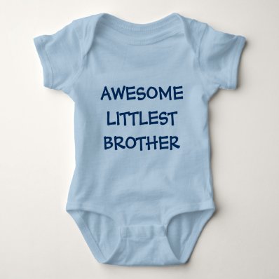 AWESOME LITTLEST BROTHER Blue Baby Outfit T Shirt
