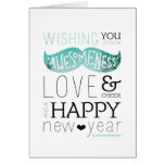 Awesome New year wish note card mustache cards