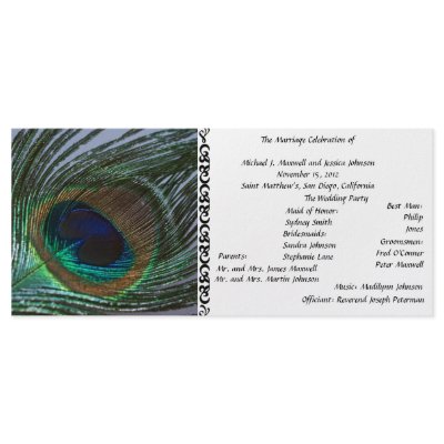 Awesome Peacock Wedding Program Custom Rack Card by Peacocks
