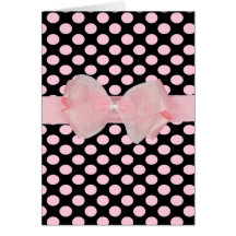 Awesome polka dot bows & rhinestone blank greeting greeting cards