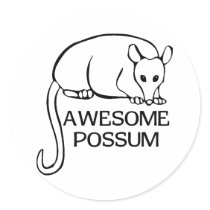 Awesome Possum Round Sticker
