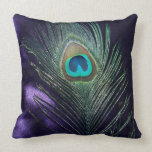 Awesome Purple Peacock Feather Still Life Pillow