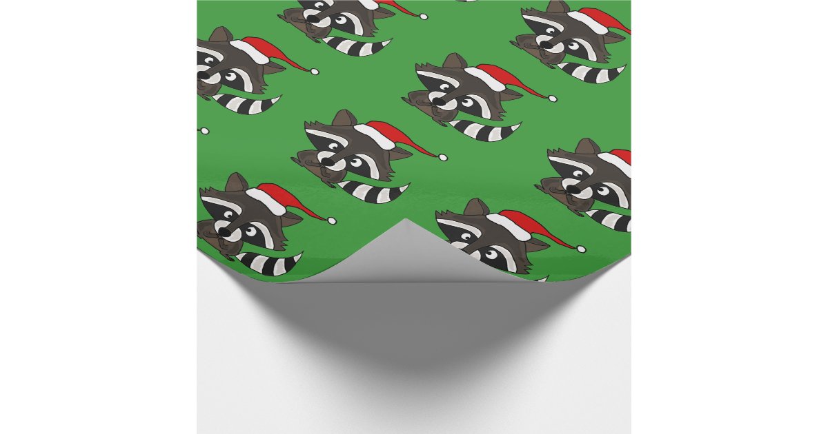 Awesome Raccoon Christmas Wrapping Paper Zazzle