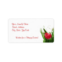 Awesome Red and White Tulip Design Personalized Address Labels