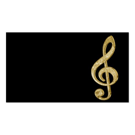 Awesome shining gold bar effects treble clef music business card templates (front side)