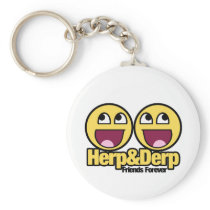 Awesome Smiley Herp and Derp Key Chain