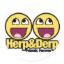 Awesome Smiley Herp and Derp Round Stickers
