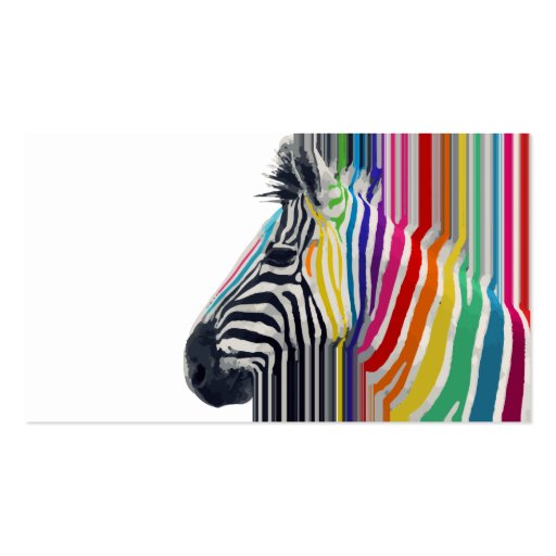 awesome trendy colourful vibrant stripes zebra business card template (back side)