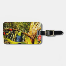 Awesome Tropical Forest Bird Butterfly Design Tag For Luggage