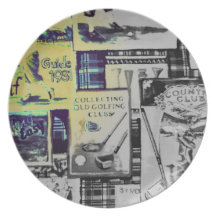Awesome Vintage Golf Collage Pattern Dinner Plate
