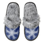 Awesome White on Blue Snowflake Pair Of Fuzzy Slippers