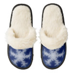 Awesome White on Blue Snowflake Pair Of Fuzzy Slippers