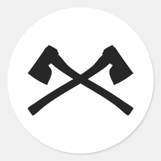 ax axe crossed icon classic round sticker Zazzle