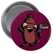 Axe Wielding Sausage Button.