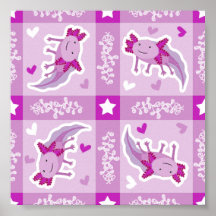 Axolotl Pink Plaid Pattern Print