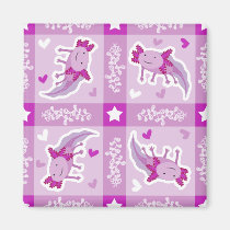 Axolotl Pink Plaid Pattern magnets