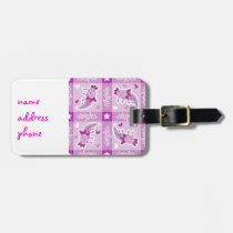 Axolotl Pink Plaid Pattern luggage tags