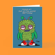 AXY alien Birthday Card