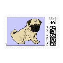 AY- Cute Pug Dog Postage Stamps