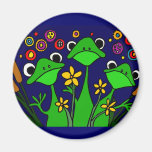 AY- Funny Frog Folk Art Design Fridge Magnets