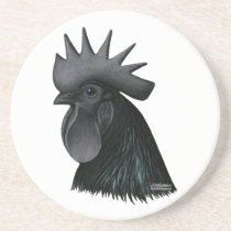 Ayam Cemani Rooster Head Beverage Coasters