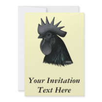 Ayam Cemani Rooster Head Invitation