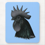 Ayam Cemani Rooster Head Mousepads