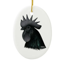 Ayam Cemani Rooster Head Ornaments
