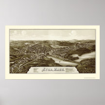 Ayer, MA Panoramic Map - 1886 Poster