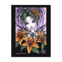 "Ayla" Gothic Tiger Lilly Fairy Postcard by mykajelina "Ayla" Gothic Tiger Lilly Fairy Postcard