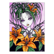 tiger, lilly, lillies, fairy, faery, faerie, fairies, fantasy, art, myka, jelina, ayla, cute, punk, gothic, adorable, orange, green, flowers, faeries, nymphs, sprites, Card with custom graphic design