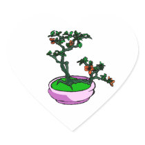 Azalea Bonsai Orange Flowers Bonsai Graphic Heart Stickers