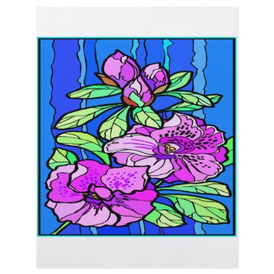 Azalea Flowers Stained Glass Flyer Design by Mustang_Lady