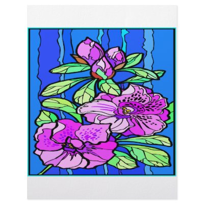 Azalea Flowers Stained Glass Personalized Letterhead by Mustang_Lady
