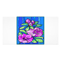 Azalea Flowers Stained Glass Picture Card
